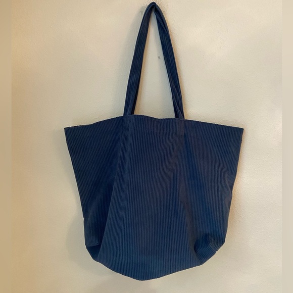 Sezane Velvet Tote Bag in Saffron Blue - Picture 3 of 9